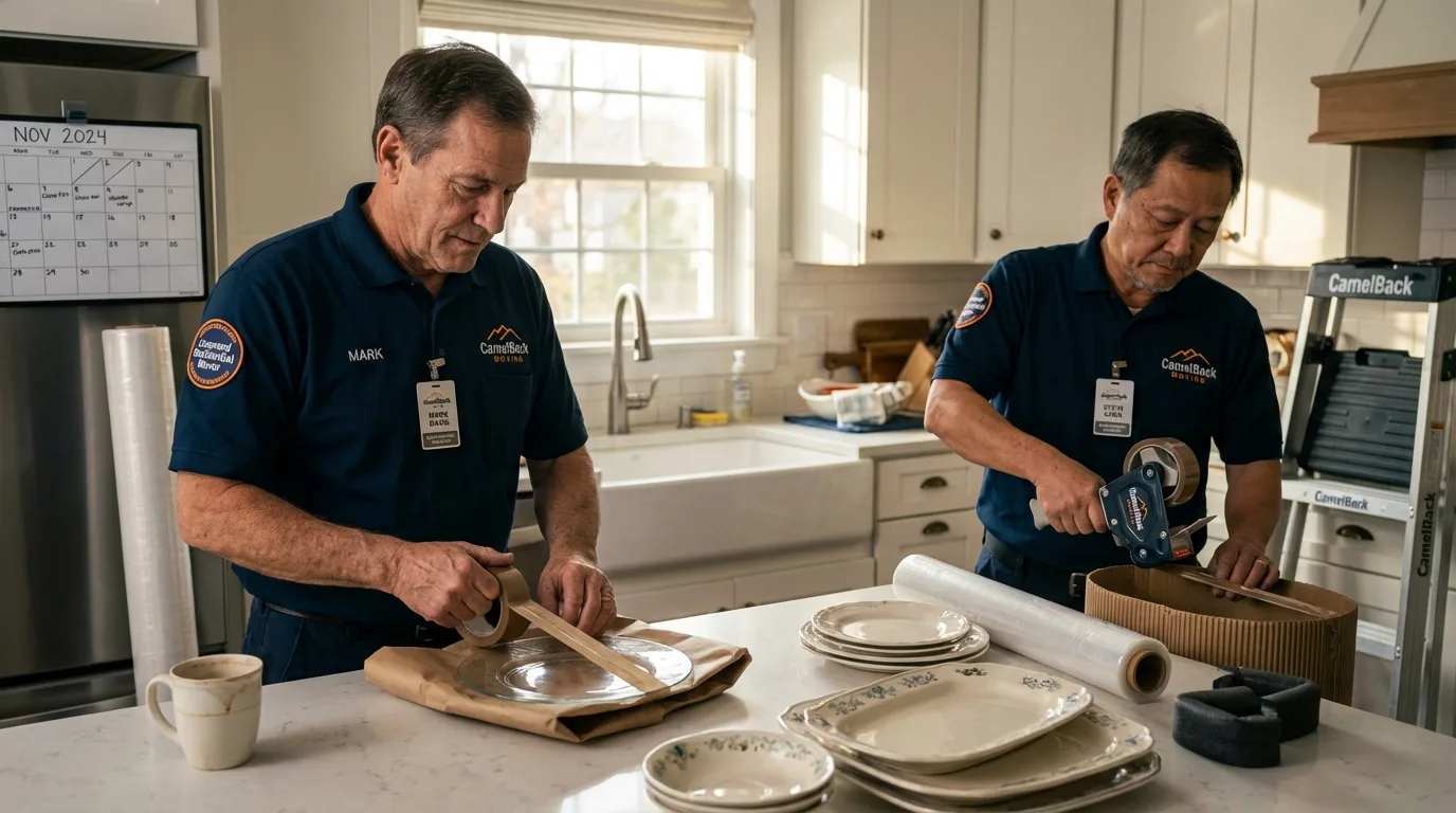 Professional crew packing kitchen dishware in Studio City, CA